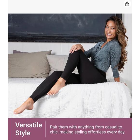 2 Pr SATINA High Waisted Full Length Tummy Control Leggings Plus Size Stretchy - Picture 3 of 6